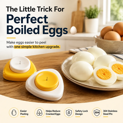 🥚 2PCS Egg Piercer for Perfect Boiled Eggs – Easy Peel Egg Tool with Safety Lock & 304 Stainless Steel Pin